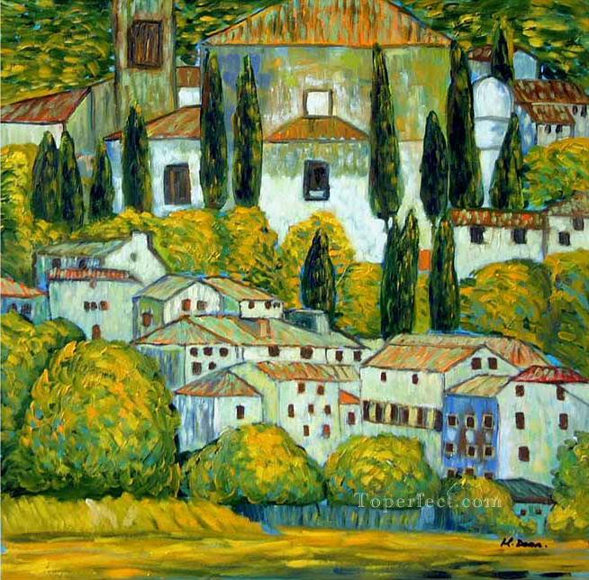 Chruch in Cassone Gustav Klimt landscape 2 Peintures à l'huile